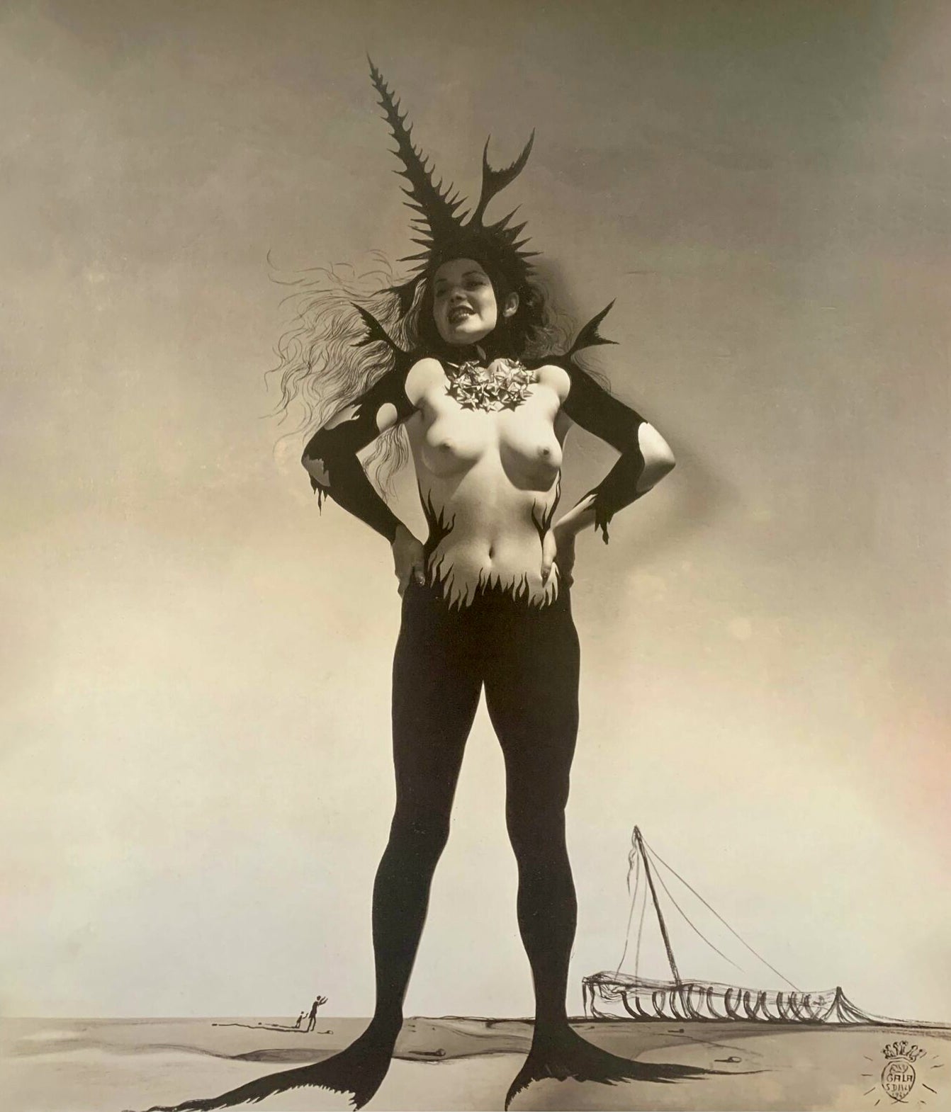 George Platt Lynes - Nude Woman Dream of Venus Salvador Dali Overdrawn (1939) - 17" x 22" Fine Art Print