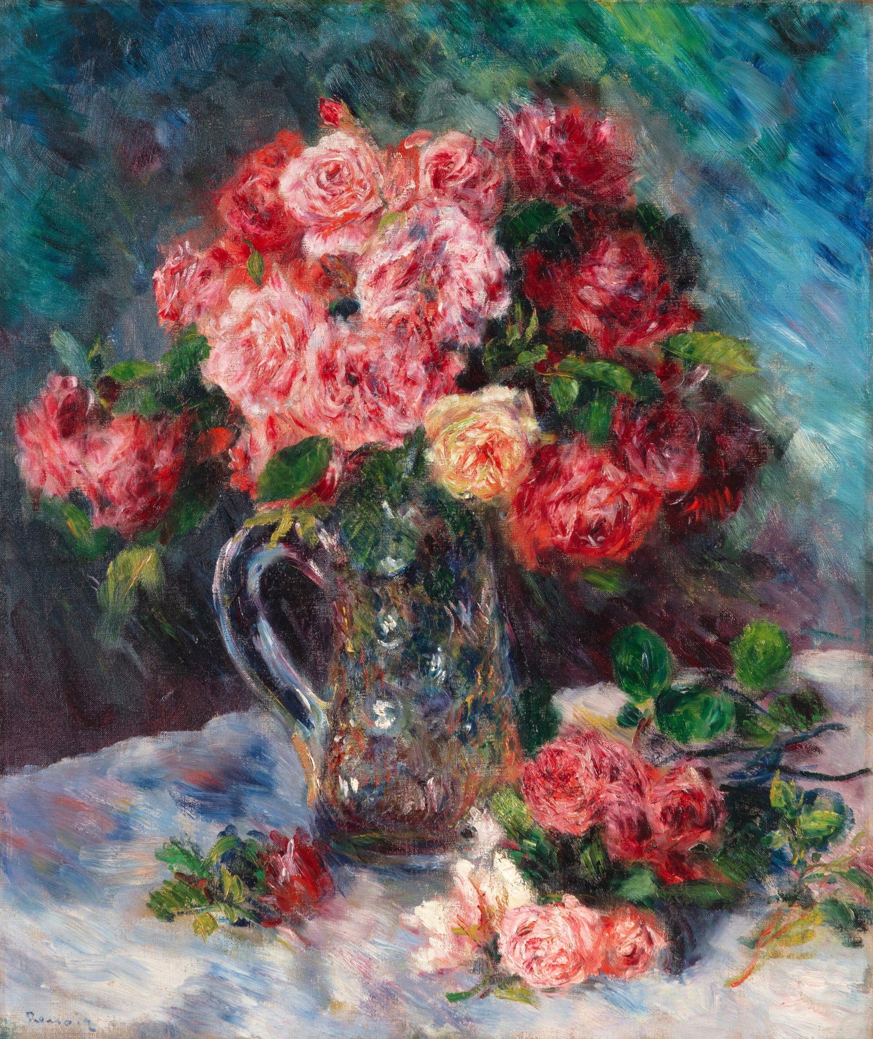 Pierre-Auguste Renoir - Roses in a Crystal Vase (1879) - 17"x22" Fine Art Print