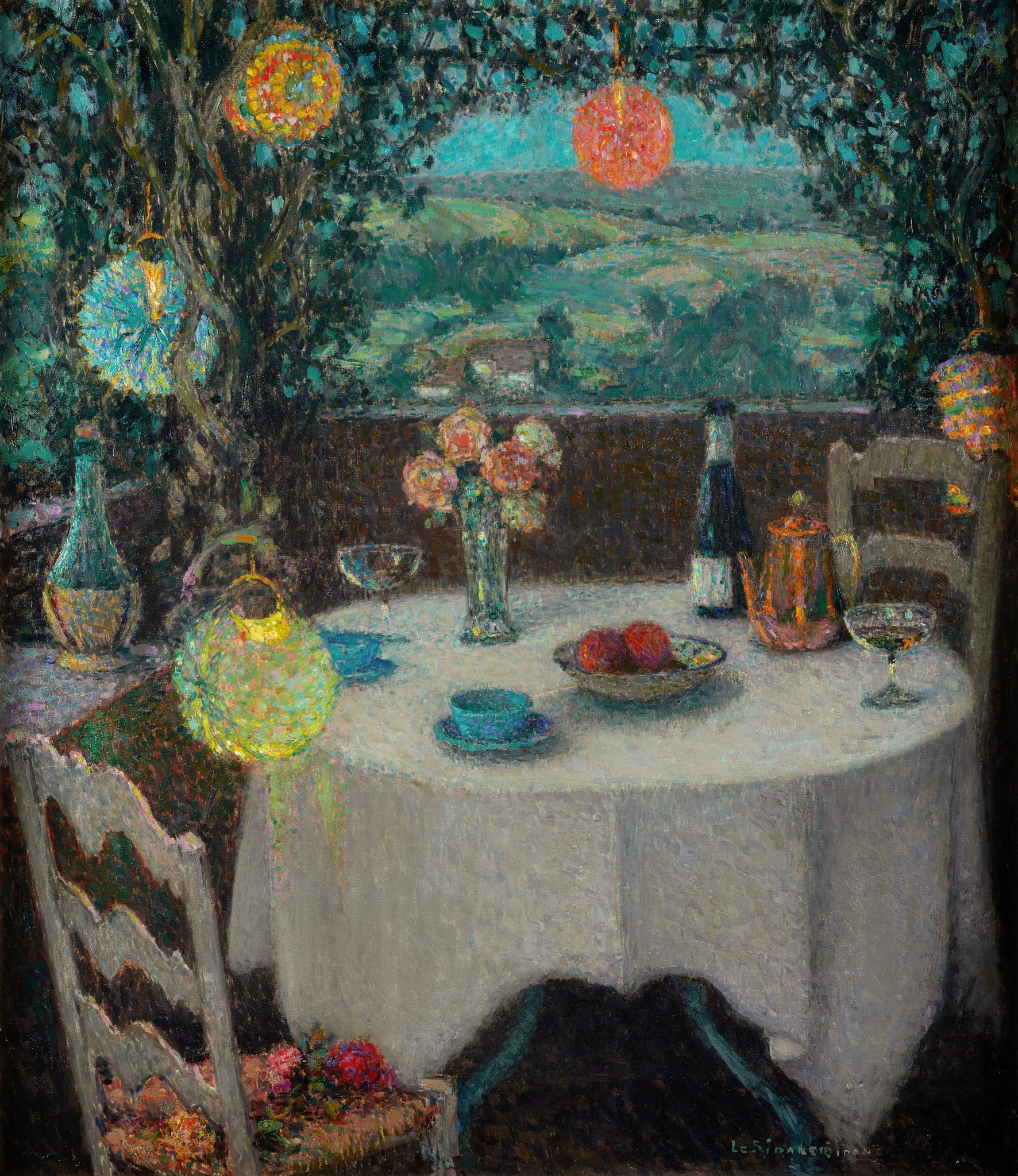 Henri Le Sidaner - La Table Sous La Tonnelle (1932) - 17" x 22" Fine Art Print