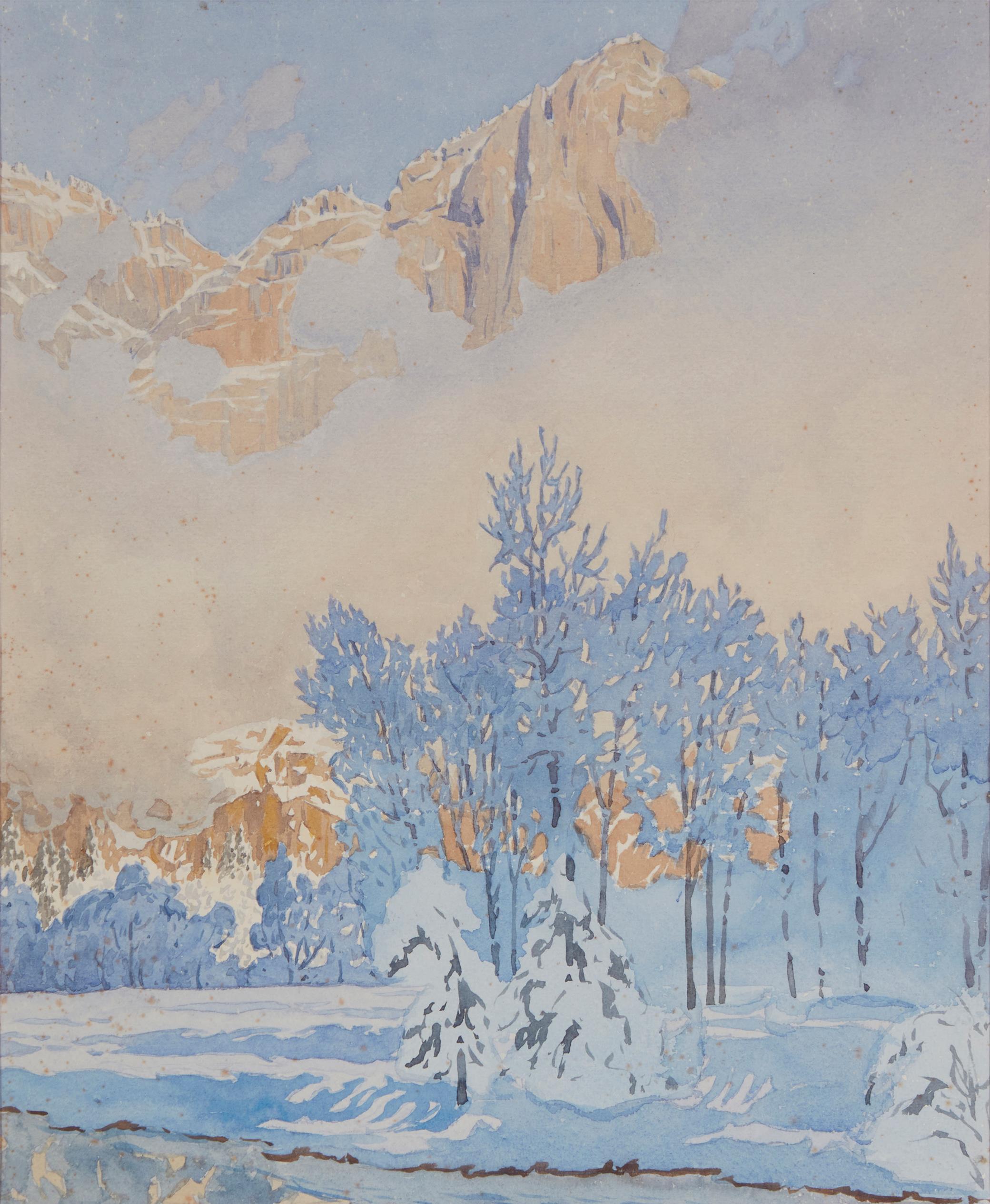 {{ product_title }} Fine Art Print | {{ product_vendor }} Jakero77 Gunnar Widforss - Yosemite in Winter (1923) Hoar Frost Fine Art Print Art Print  Jakero77