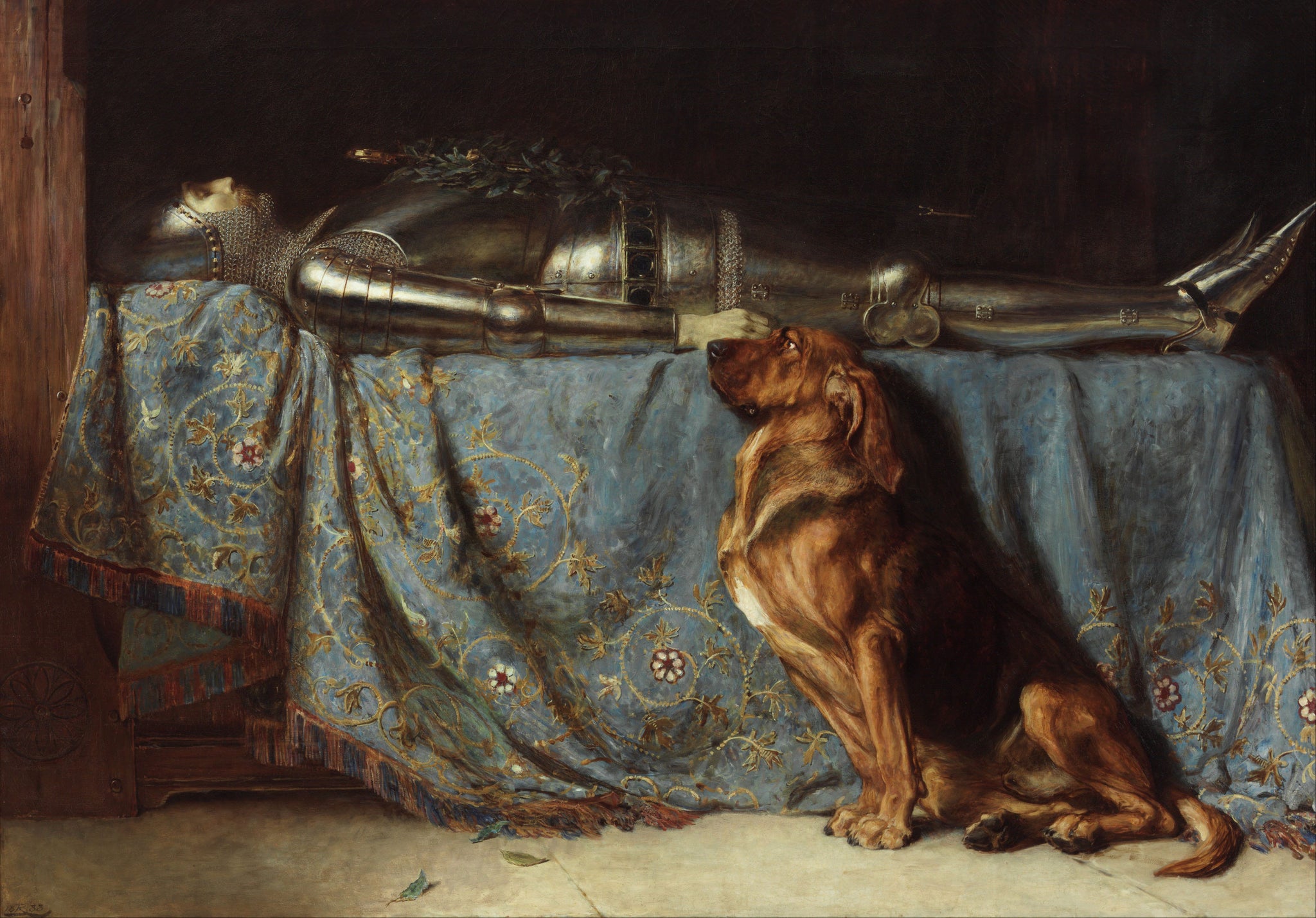 Briton Riviere - Requiescat (1888) Loyal Dog - 17" x 22" Fine Art Print