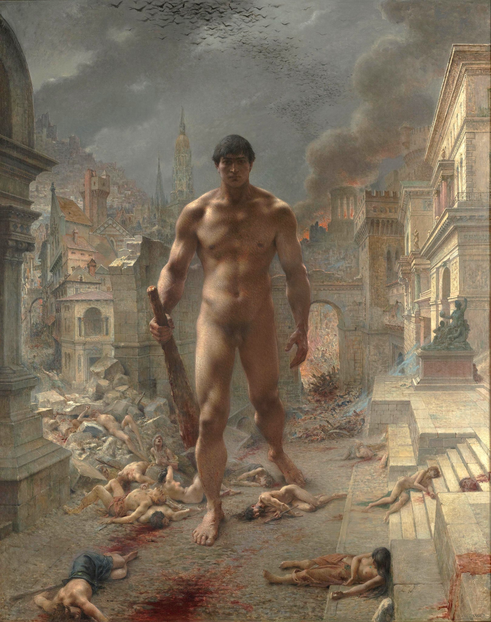 Henri-Camille Danger - Fléau ! (1901) Nude Giant Man - 17" x 22" Fine Art Print