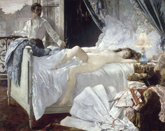 {{ product_title }} Fine Art Print | {{ product_vendor }} Jakero77 Henri Gervex - Rolla (1878) Victorian Nude Girl in Bed Fine Art Print Art Print  Jakero77