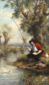 Frank Moss Bennett - The Student Angler (1900s) Fishing - 17"x22" Fine Art Print