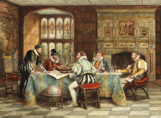 {{ product_title }} Fine Art Print | {{ product_vendor }} Jakero77 Frank Moss Bennett - Planning the Voyage (1950) Art Print  Jakero77