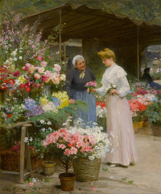 {{ product_title }} Fine Art Print | {{ product_vendor }} Jakero77 Victor Gabriel Gilbert - Marche aux Fleurs Madeleine (1890s) Art Print  Jakero77