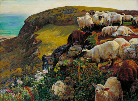 William Holman Hunt - Our English Coasts, Strayed Sheep (1852) - 17" x 22" Print