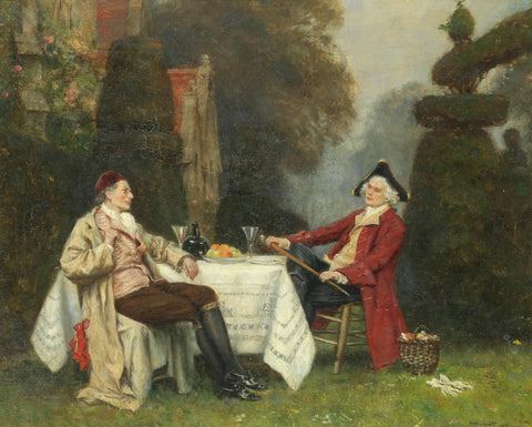 Frank Moss Bennett - A Drink in the Garden (1917) - 17" x 22" Fine Art Print