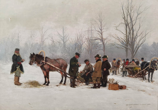 {{ product_title }} Fine Art Print | {{ product_vendor }} Jakero77 Stanislaw Maslowski - Hunting in Warsaw (1900) Fine Art Print Art Print  Jakero77