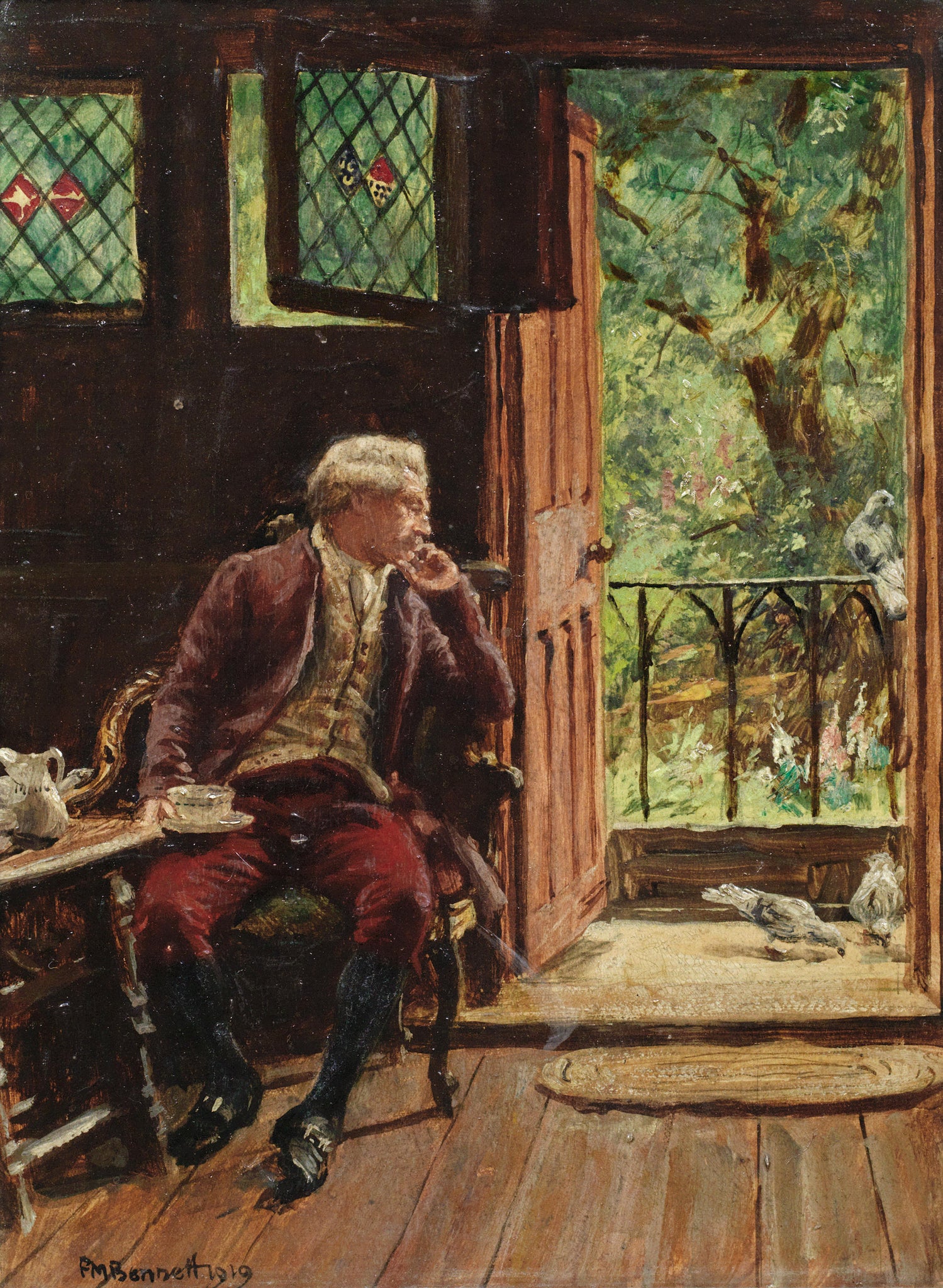 Frank Moss Bennett - Visitors at the Door (1919) - 17" x 22" Fine Art Print