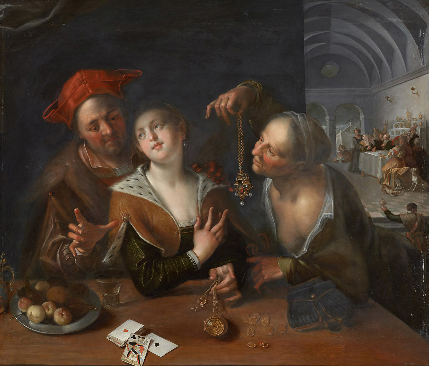 Hans von Aachen - The Procuress (1605-10) Matchmaking Couple Scene - 17" x 22" Fine Art Print