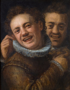 Hans von Aachen - Two Men Laughing, Double Self Portrait (1574) - 17"x22" Print