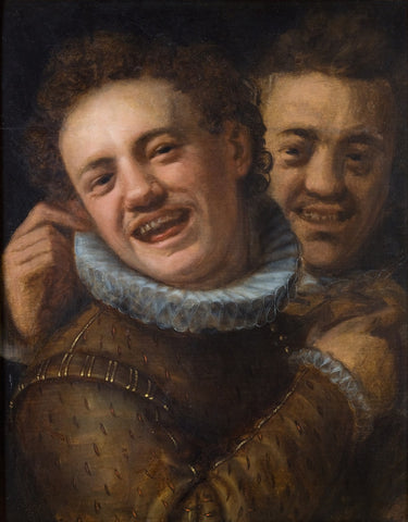 Hans von Aachen - Two Men Laughing, Double Self Portrait (1574) - 17"x22" Print