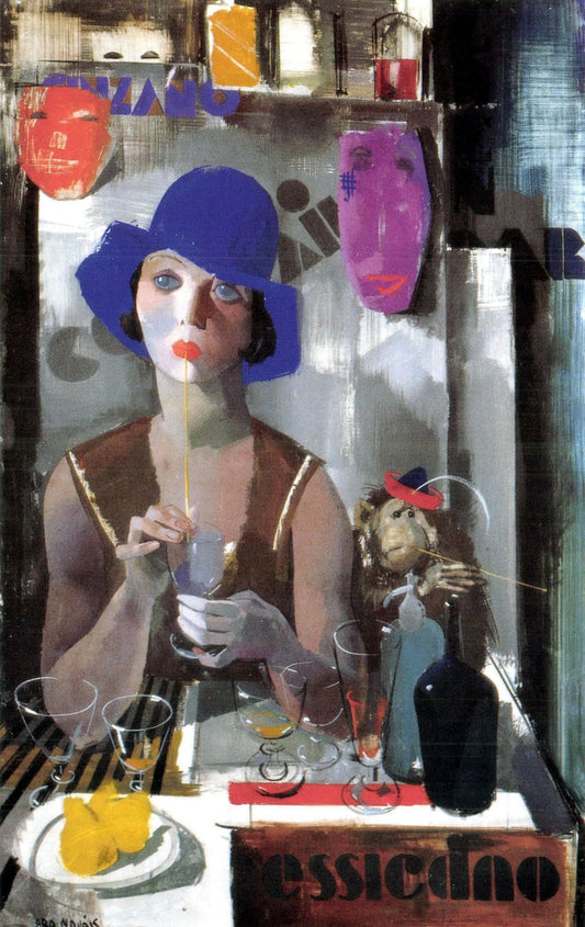 {{ product_title }} Fine Art Print | {{ product_vendor }} Jakero77 Vilmos Aba-Novak - Laura, Woman in Blue Hat (1930) Fine Art Print Art Print  Jakero77