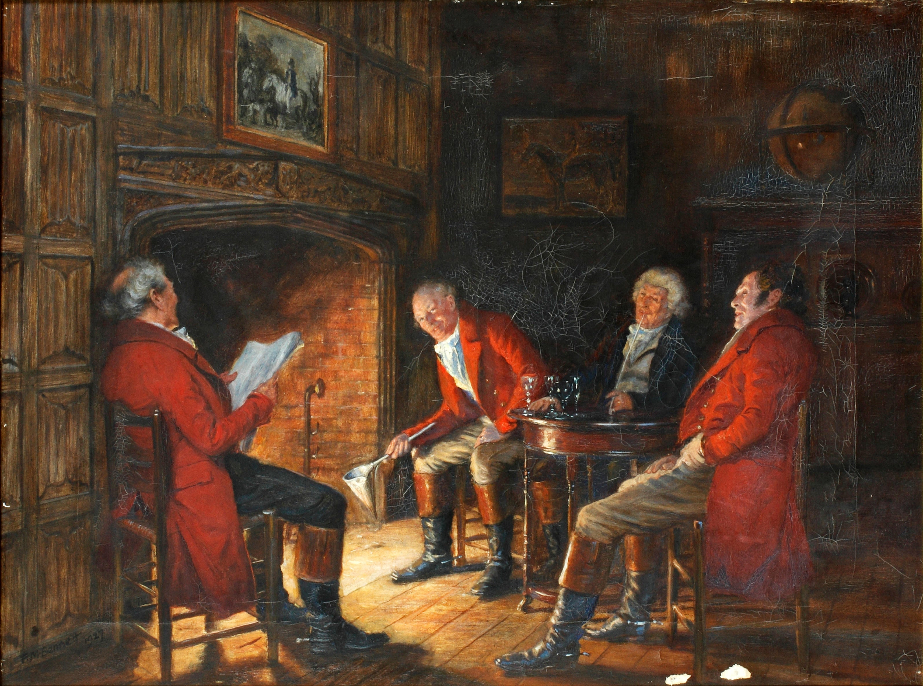{{ product_title }} Fine Art Print | {{ product_vendor }} Jakero77 Frank Moss Bennett - Discussing the Hunt (1927) Fine Art Print Art Print  Jakero77