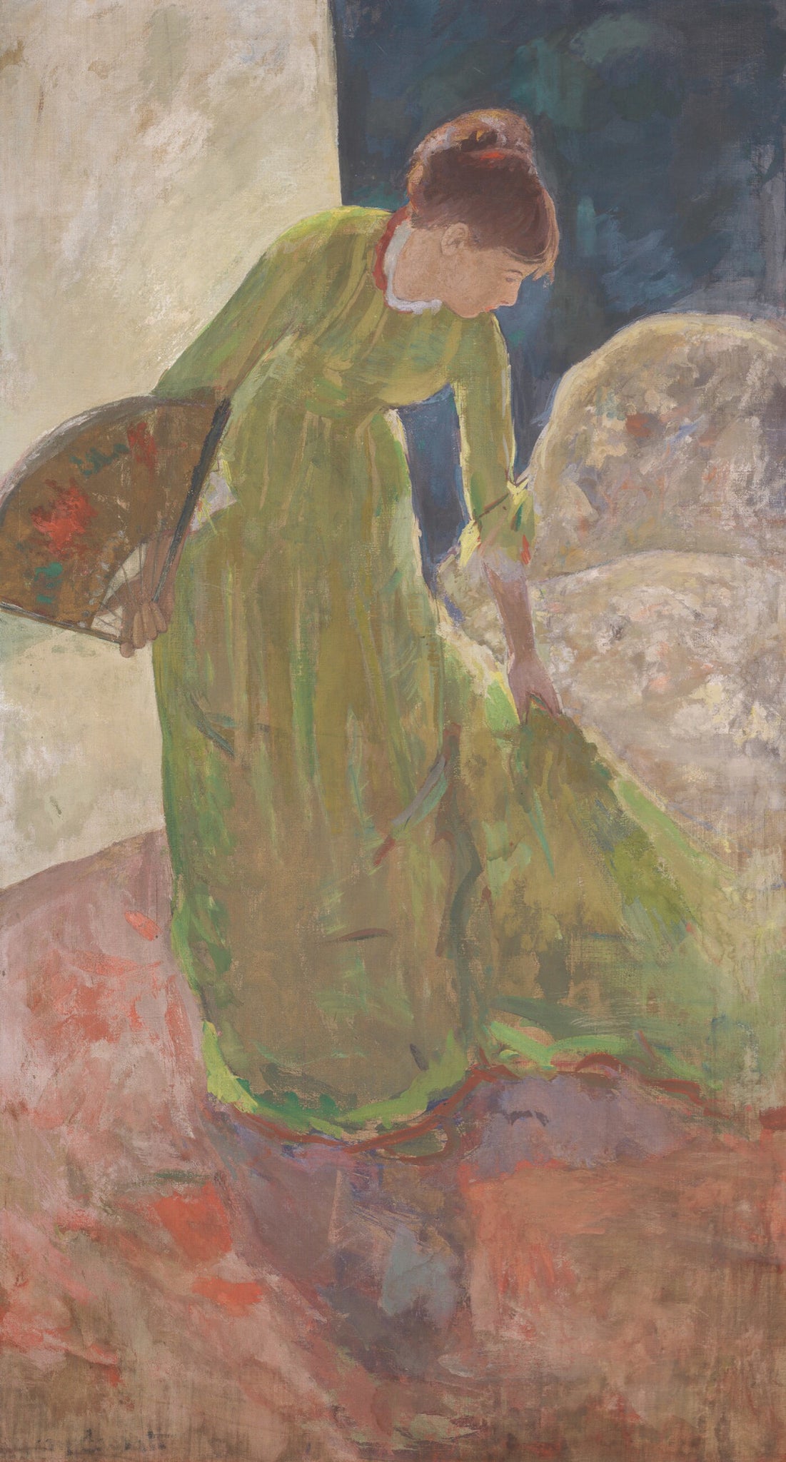 Mary Cassatt - Woman Standing, Holding a Fan (1878-79) - 17"x22" Fine Art Print