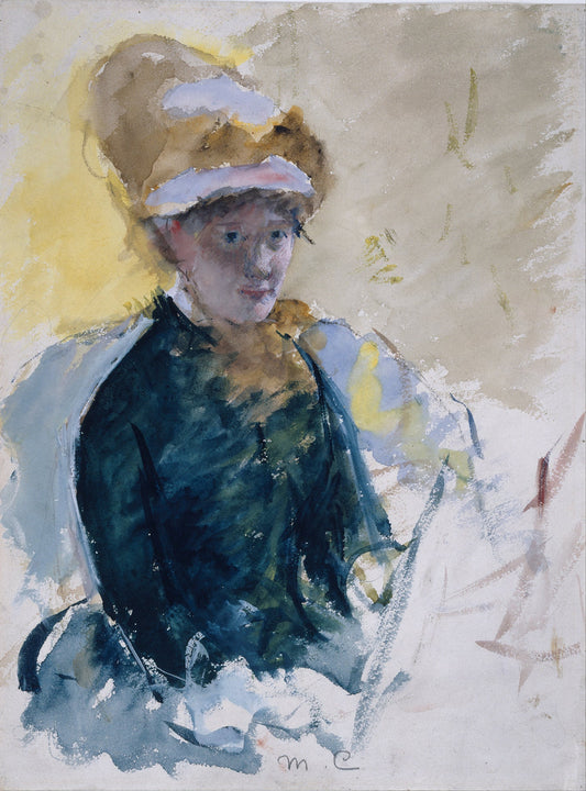 {{ product_title }} Fine Art Print | {{ product_vendor }} Jakero77 Mary Cassatt - Self Portrait Wearing Hat (circa 1880) Fine Art Print Art Print  Jakero77