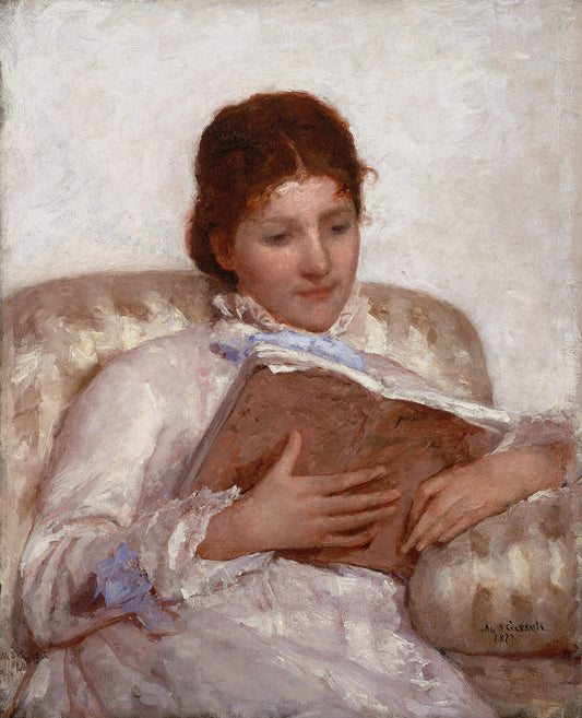 {{ product_title }} Fine Art Print | {{ product_vendor }} Jakero77 Mary Cassatt - The Reader (1877) Girl Reading in Chair Fine Art Print Art Print  Jakero77