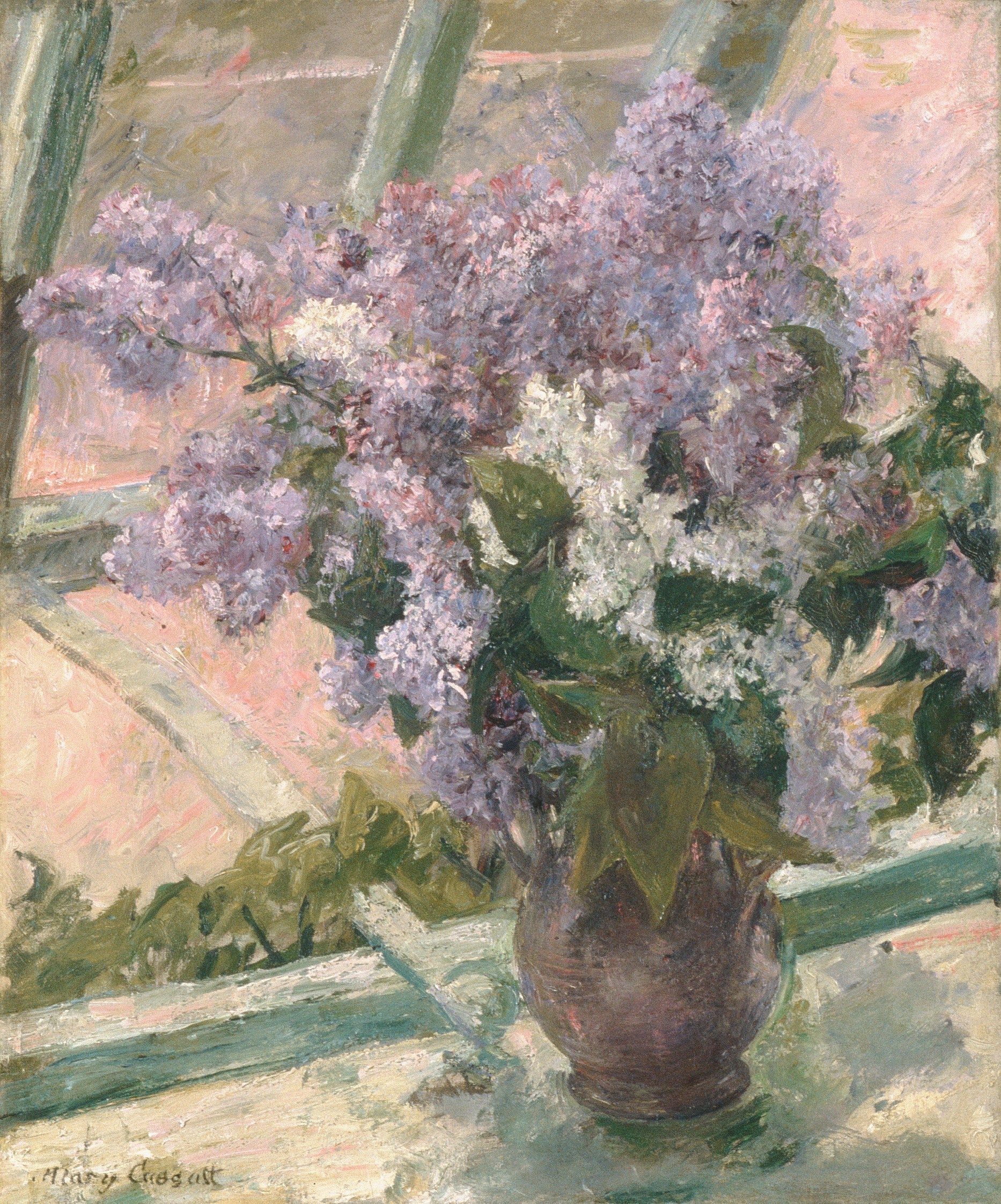{{ product_title }} Fine Art Print | {{ product_vendor }} Jakero77 Mary Cassatt - Lilacs in a Window (1880-83) Flowers Fine Art Print Art Print  Jakero77