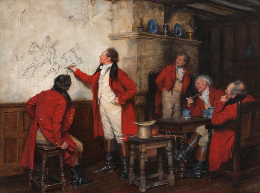 {{ product_title }} Fine Art Print | {{ product_vendor }} Jakero77 Frank Moss Bennett - Huntsmen Recounting a Fall (1927) Fine Art Print Art Print  Jakero77