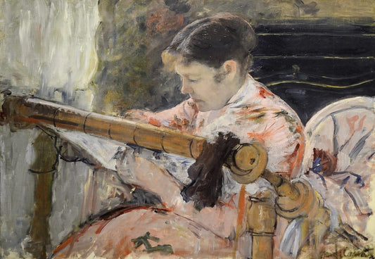 {{ product_title }} Fine Art Print | {{ product_vendor }} Jakero77 Mary Cassatt - Lydia at the Tapestry Loom (circa 1881) Fine Art Print Art Print  Jakero77