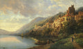 {{ product_title }} Fine Art Print | {{ product_vendor }} Jakero77 Charles Euphrasie Kuwasseg - Figures Before an Apline Town (1881) Print Art Print  Jakero77