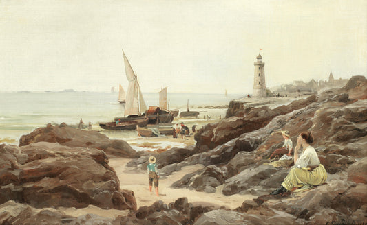 {{ product_title }} Fine Art Print | {{ product_vendor }} Jakero77 Charles Euphrasie Kuwasseg - Waiting for the Fleet (1892) Art Print Art Print  Jakero77