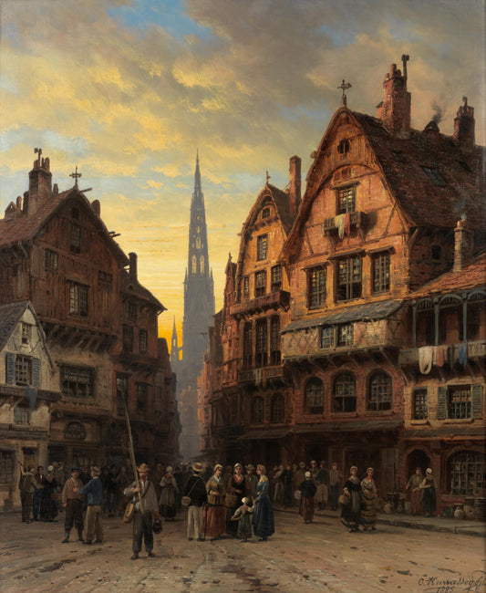 {{ product_title }} Fine Art Print | {{ product_vendor }} Jakero77 Charles Euphrasie Kuwasseg - Street Scene in Chartres (1885) Art Print Art Print  Jakero77