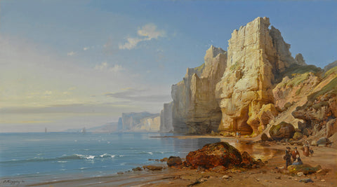 Charles Euphrasie Kuwasseg - France Coastal Cliffs (1867) - 17" x 22" Art Print