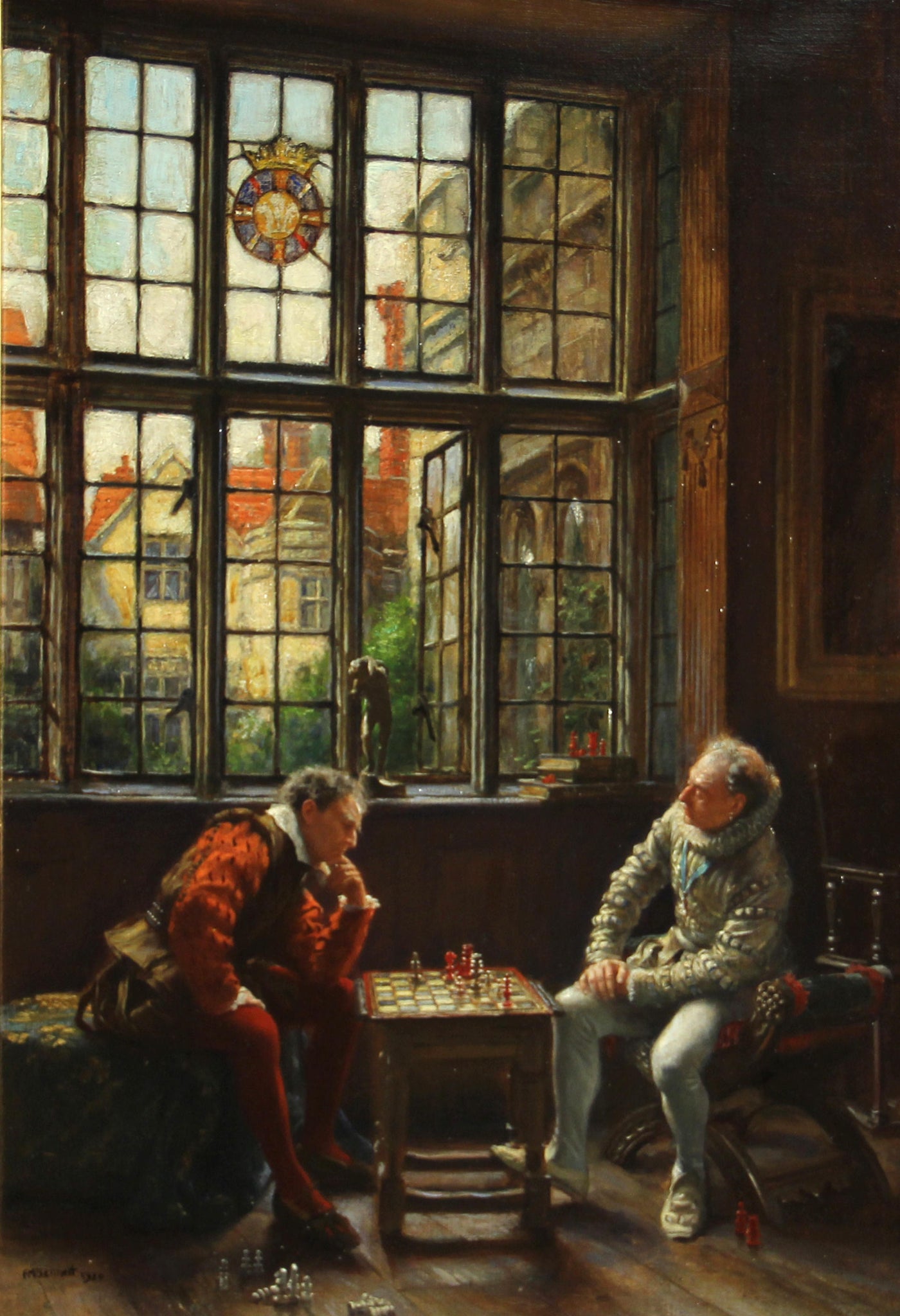 Frank Moss Bennett - The Chess Game (1920) - 17" x 22" Fine Art Print