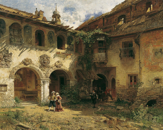 {{ product_title }} Fine Art Print | {{ product_vendor }} Jakero77 Robert Russ - Courtyard of the Fürstenburg in Burgeis (1890s) Art Print Art Print  Jakero77