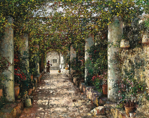 Robert Russ - An Italian Pergola (circa 1907) - 17" x 22" Fine Art Print