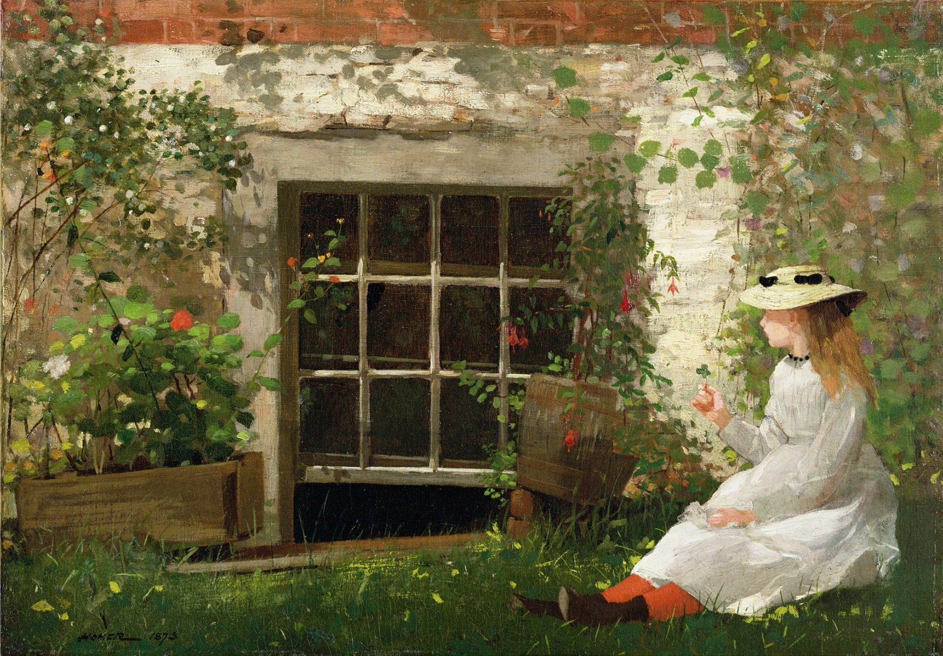 {{ product_title }} Fine Art Print | {{ product_vendor }} Jakero77 Winslow Homer - The Four-Leaf Clover (1873) Fine Art Print Art Print  Jakero77