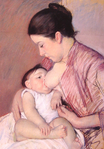 Mary Cassatt - Motherhood (1890) Breastfeeding Baby - 17" x 22" Fine Art Print