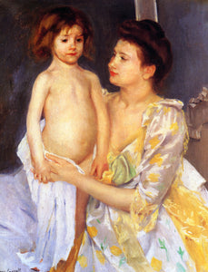 Mary Cassatt - Jules Being Dried by His Mother (1900) - 17" x 22" Fine Art Print