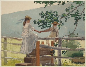 Winslow Homer - On the Stile (1878) - 17" x 22" Fine Art Print