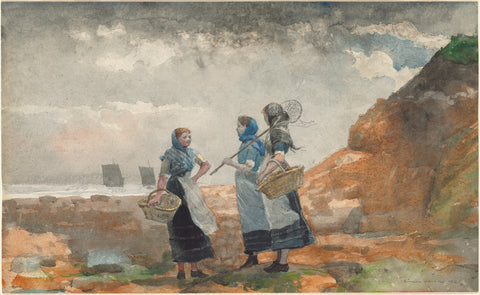 Winslow Homer - Three Fisher Girls, Tynemouth (1881) - 17" x 22" Fine Art Print