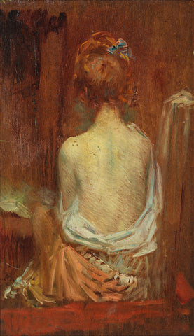 Paul Albert Besnard Portrait of a Lady Bare Back 1880s 17" x 22" Fine Art Print