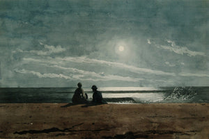 Winslow Homer Moonlight 1874 Couple Sitting on Beach 17" x 22" Fine Art Print