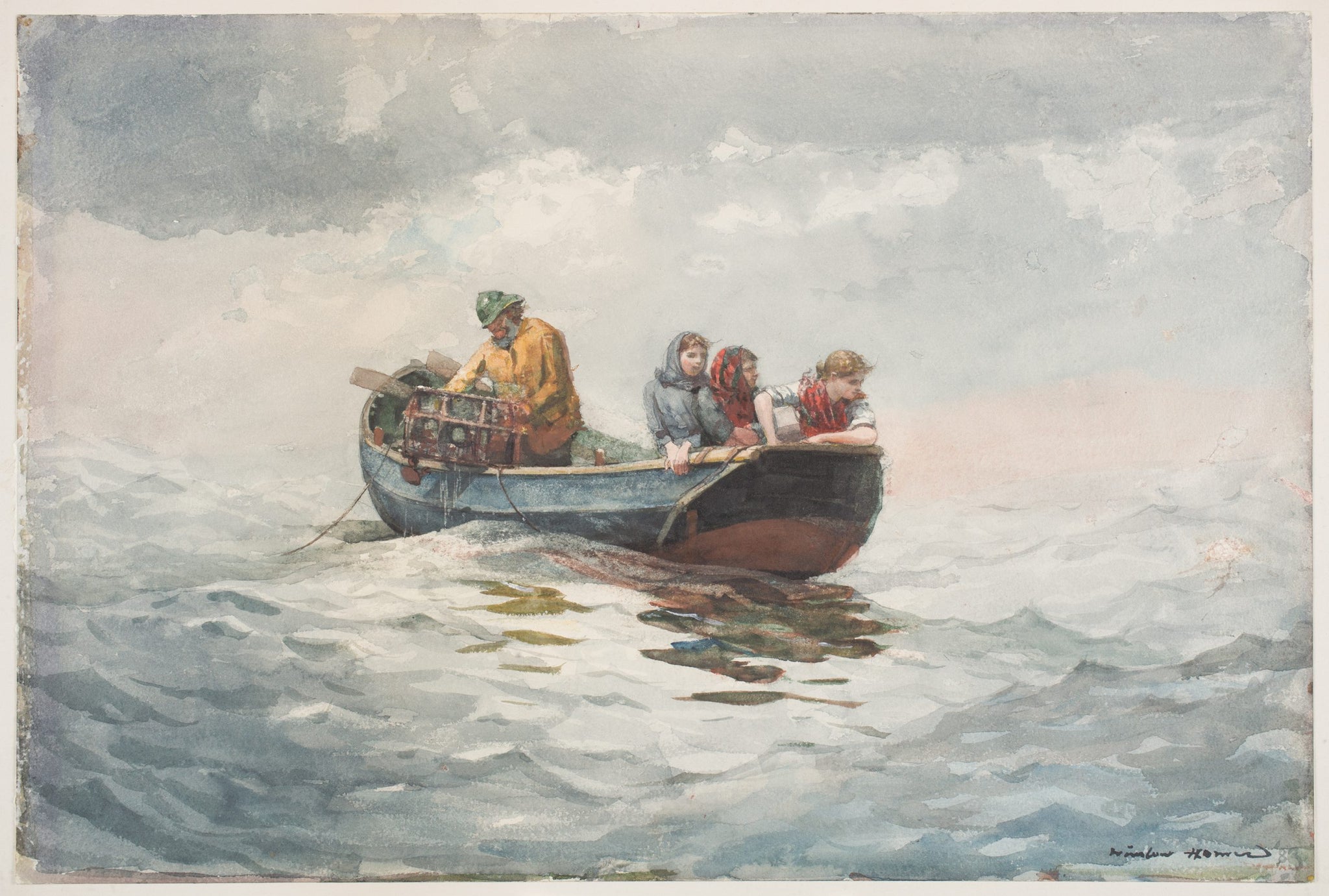 Winslow Homer Crab Fishing 1883 Small Row Boat Big Waves 17"x22" Fine Art Print