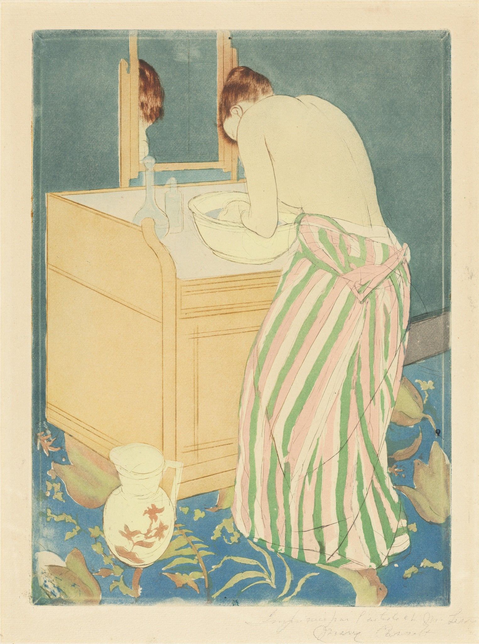 Mary Cassatt - Woman Bathing, La Toilette (1890-91) - 17" x 22" Fine Art Print