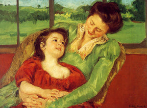 Mary Cassatt - Mother and Daughter, Reine Lefebre and Margot before a Window (1903) - 17" x 22" Fine Art Print