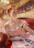 {{ product_title }} Fine Art Print | {{ product_vendor }} Jakero77 Mary Cassatt Woman with a Pearl Necklace in a Loge 1879 Fine Art Print Art Print  Jakero77