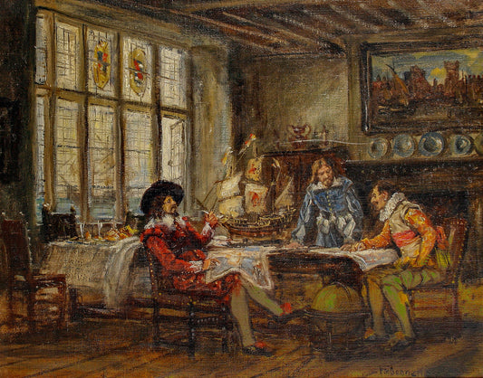 {{ product_title }} Fine Art Print | {{ product_vendor }} Jakero77 Frank Moss Bennett The Plan 1920s French Style Clipper Ship Fine Art Print Art Print  Jakero77