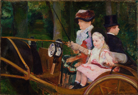 Mary Cassatt A Woman and a Girl Driving 1881 Horse Drawn Buggy Art Print 17"x22"