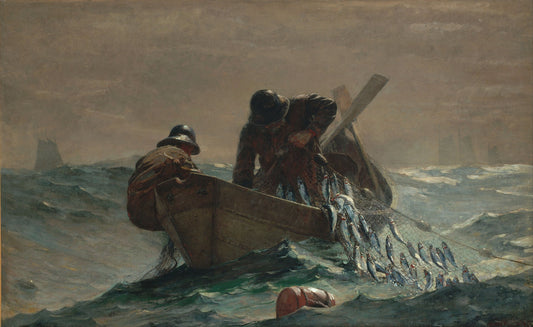 {{ product_title }} Fine Art Print | {{ product_vendor }} Jakero77 Winslow Homer The Herring Net 1885 Fishing Boat at Sea Fine Art Print Art Print  Jakero77