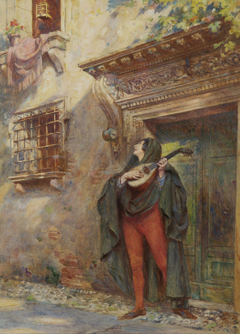 Frank Moss Bennett The Serenade 1903 Mandolin Music Romantic Fine Art Print 17" x 22"