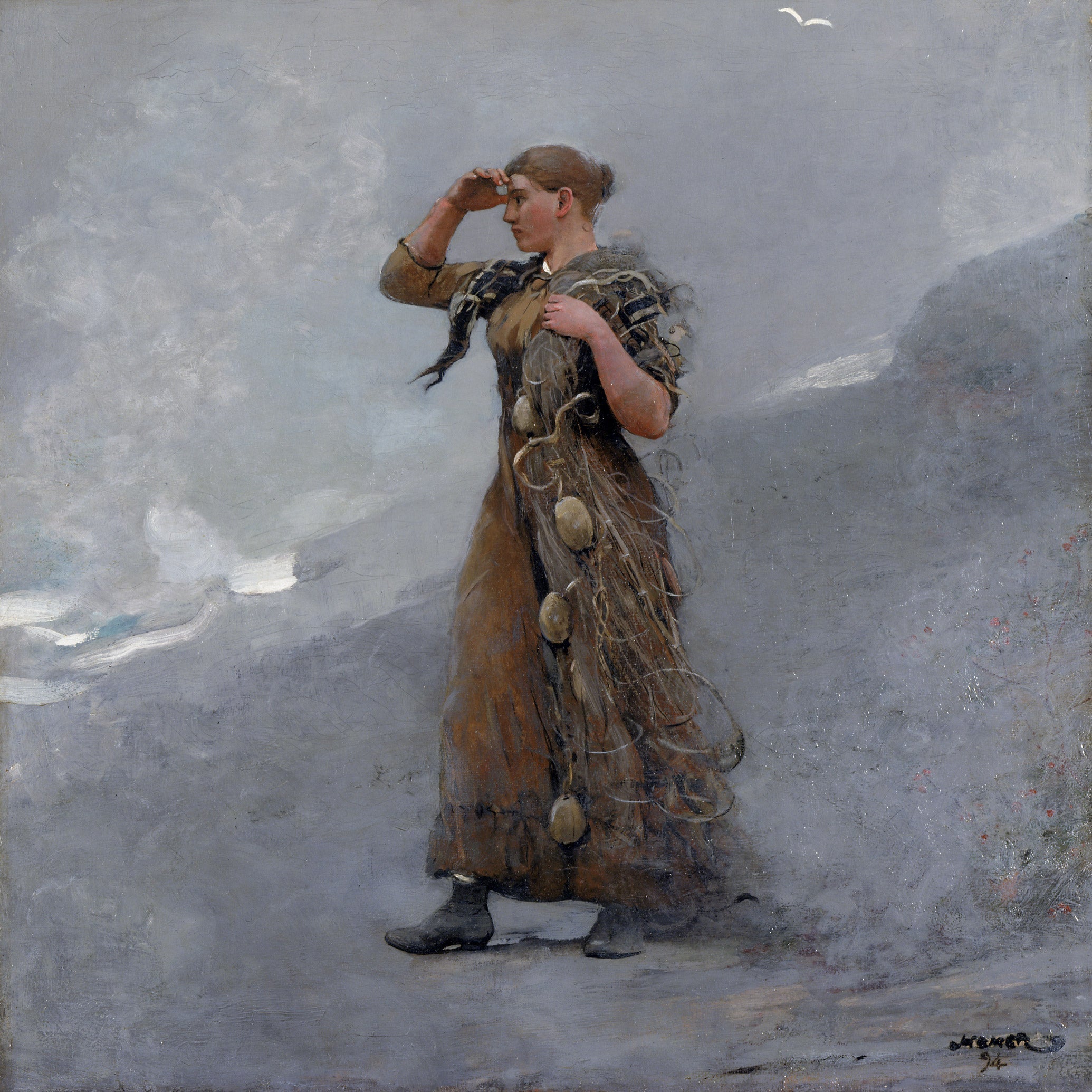 {{ product_title }} Fine Art Print | {{ product_vendor }} Jakero77 Winslow Homer The Fisher Girl 1894 Seaside Fishing Net Fine Art Print Art Print  Jakero77