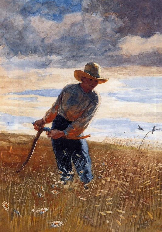 {{ product_title }} Fine Art Print | {{ product_vendor }} Jakero77 Winslow Homer The Reaper 1878 Farmer in Field with Scythe Fine Art Print Art Print  Jakero77