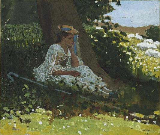 {{ product_title }} Fine Art Print | {{ product_vendor }} Jakero77 Winslow Homer Bo Peep Seated by a Tree Shepherd's Crook 1878 Art Print Art Print  Jakero77